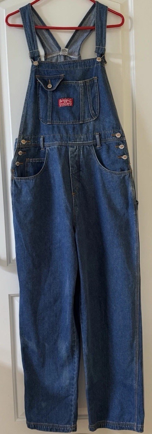 No Excuses Denim Cargo Bib Overalls Women’s Size Large Blue Pockets Vintage Y2K