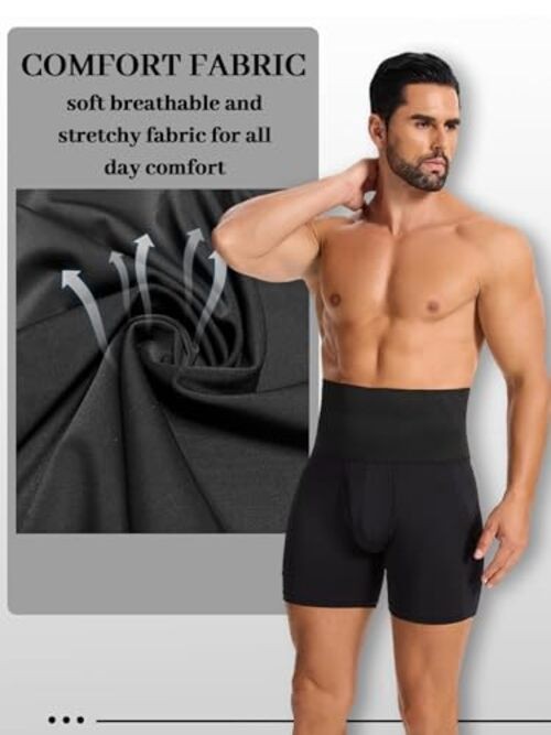 Shapewear Shorts for Men Tummy Control Shorts Small 1# Grey Black（middle Waist）