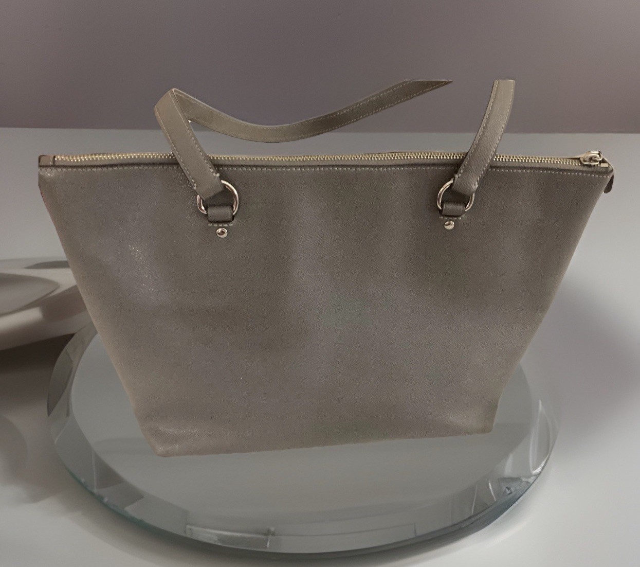 Coach Gallery Crossgrain Tote Bag Handbag Leather Gray F79608