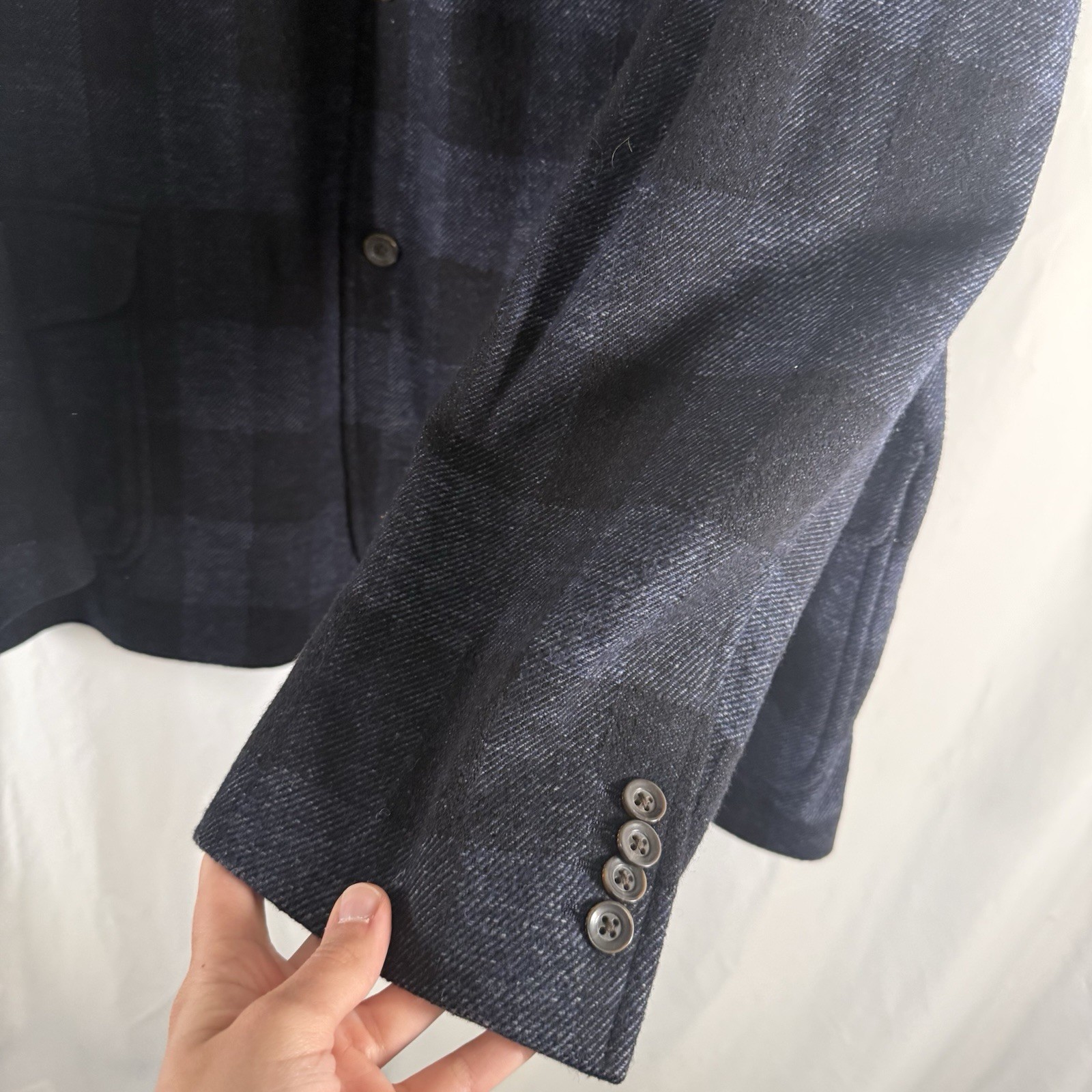 Kroon Blazer Jacket Men’s XL 50 Blue Plid Inner Zip Pockets Wool Blend Button Fr