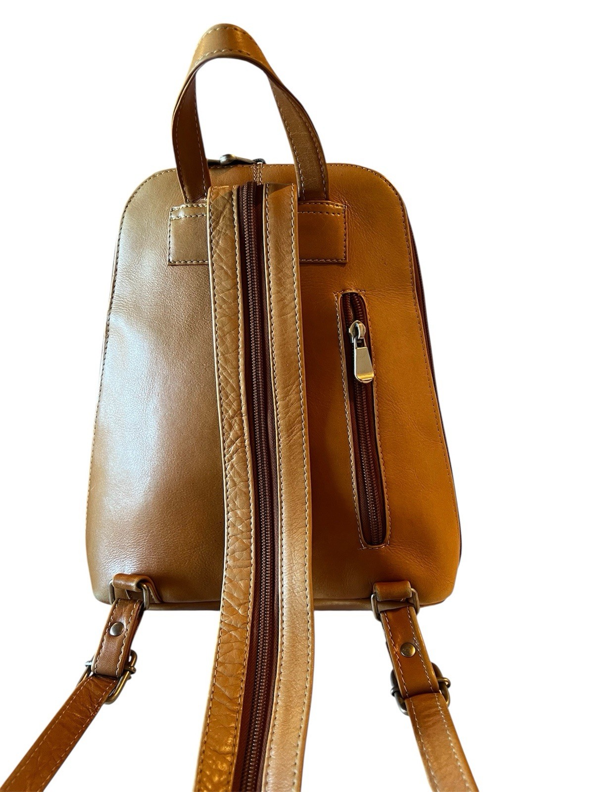 Leather Backpack Le Donne Sling U-Zip Tan Bohemian Festival Bag 10”x11” Travel