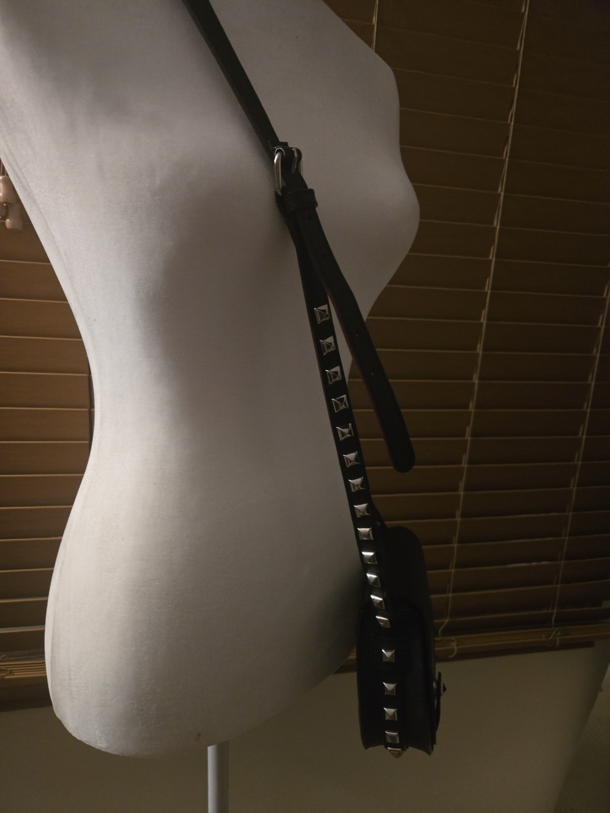 Rebecca Minkoff Black Leather Studded Mini Saddle Bag