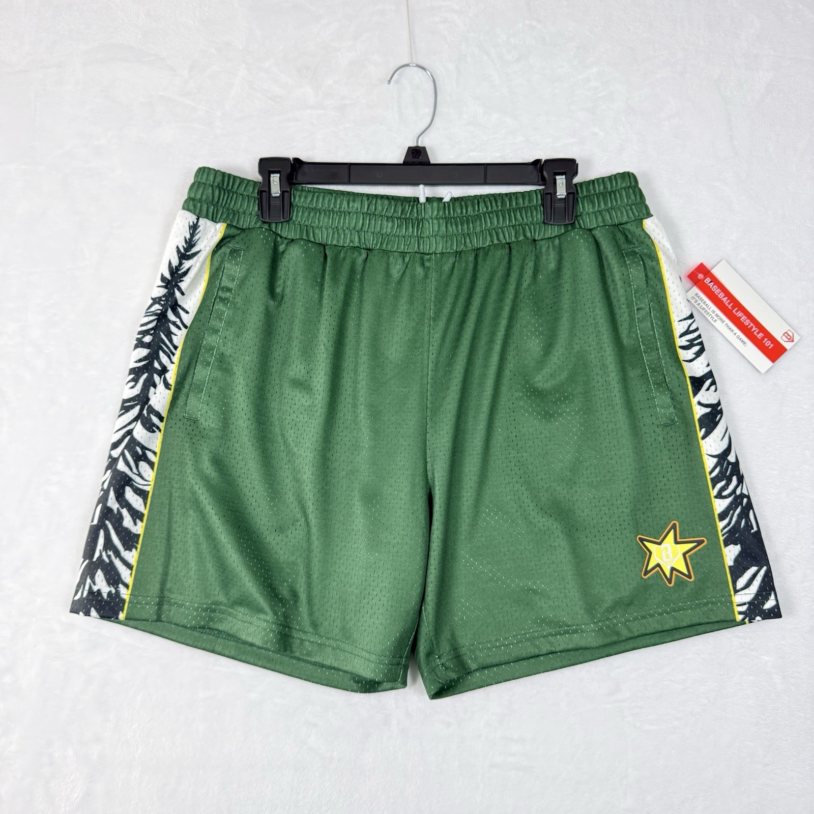 Baseball Lifestyle 101 Adults’ Forest Green Athletic Mesh Shorts Size L 5″ NWT