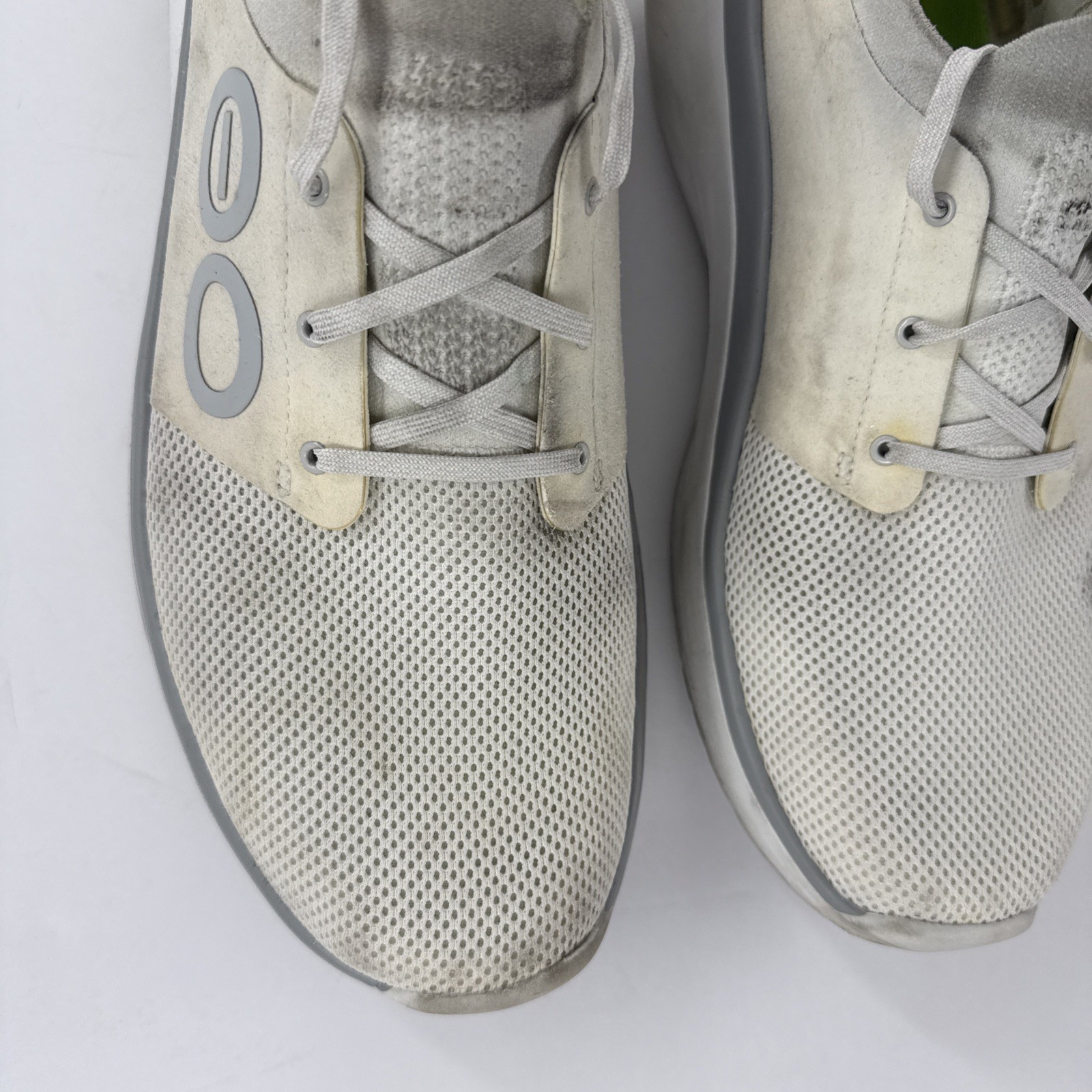 Oofos Oomy Stride Recovery Sneakers Lace Up Tan Gray Mens 14