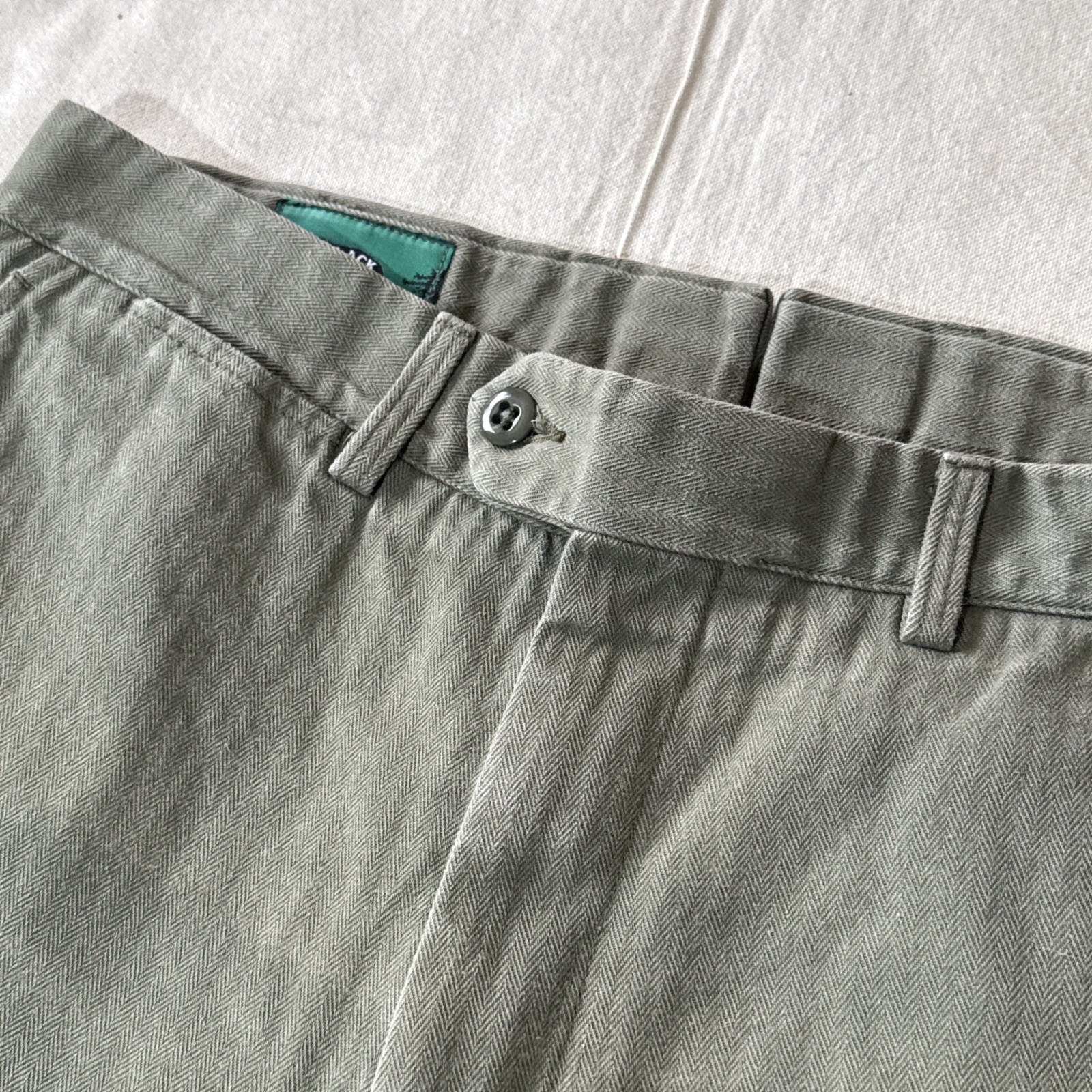 Black Bear Brand Herringbone Work Trousers Olive Green Men’s Size 36 Made in USA