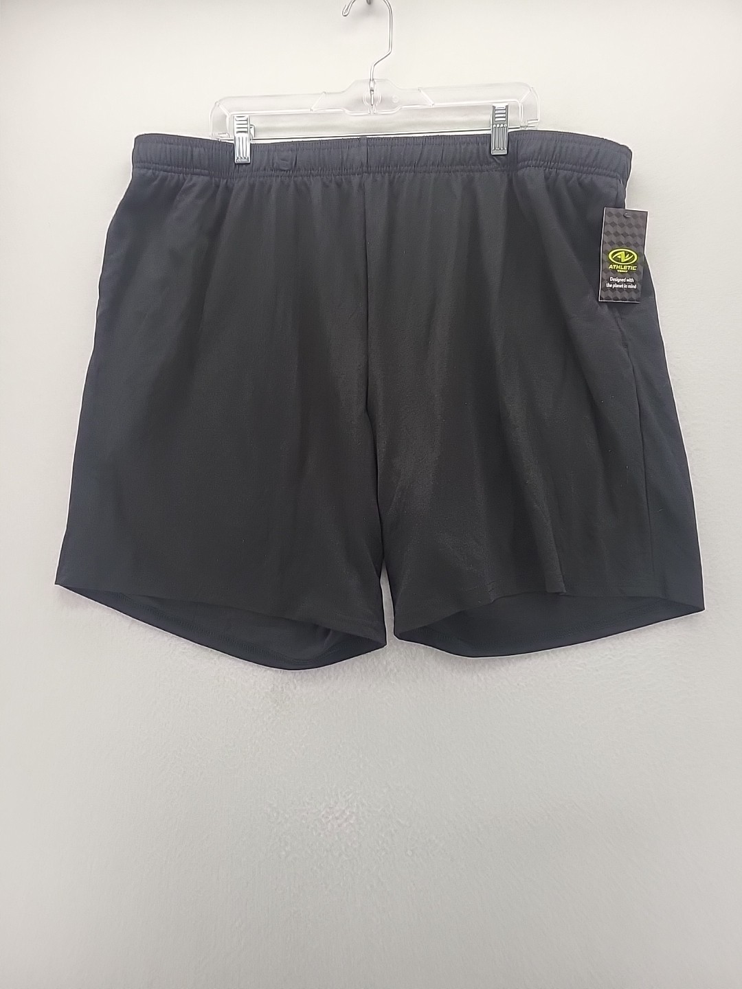 Athletic Works Mens Shorts 2XL 44-46 Black Pull On Elastic Waist Stretch Pockets