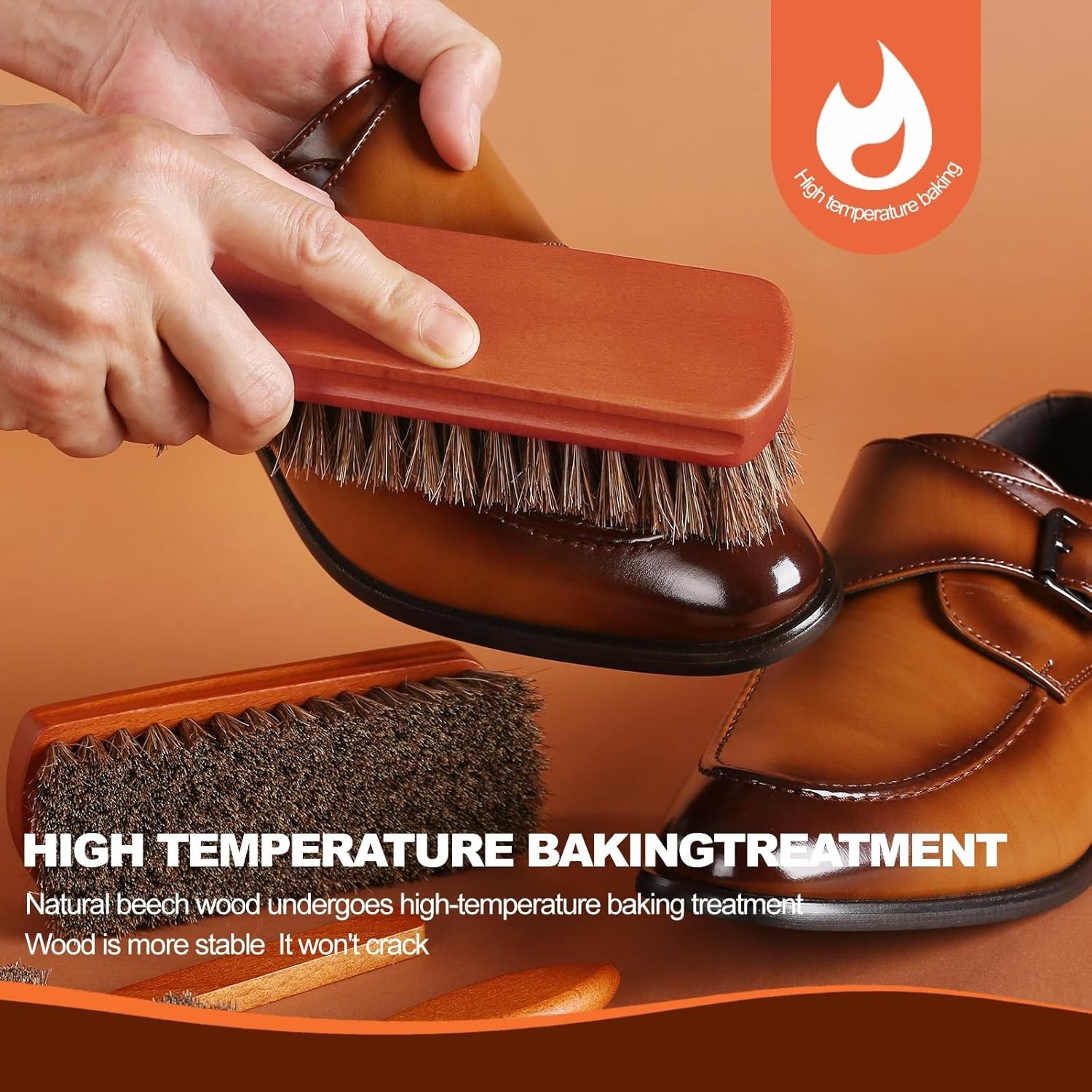 4-Piece Horsehair Shoe Brush Set: Professional Leather Care, Shine & Polish Kit