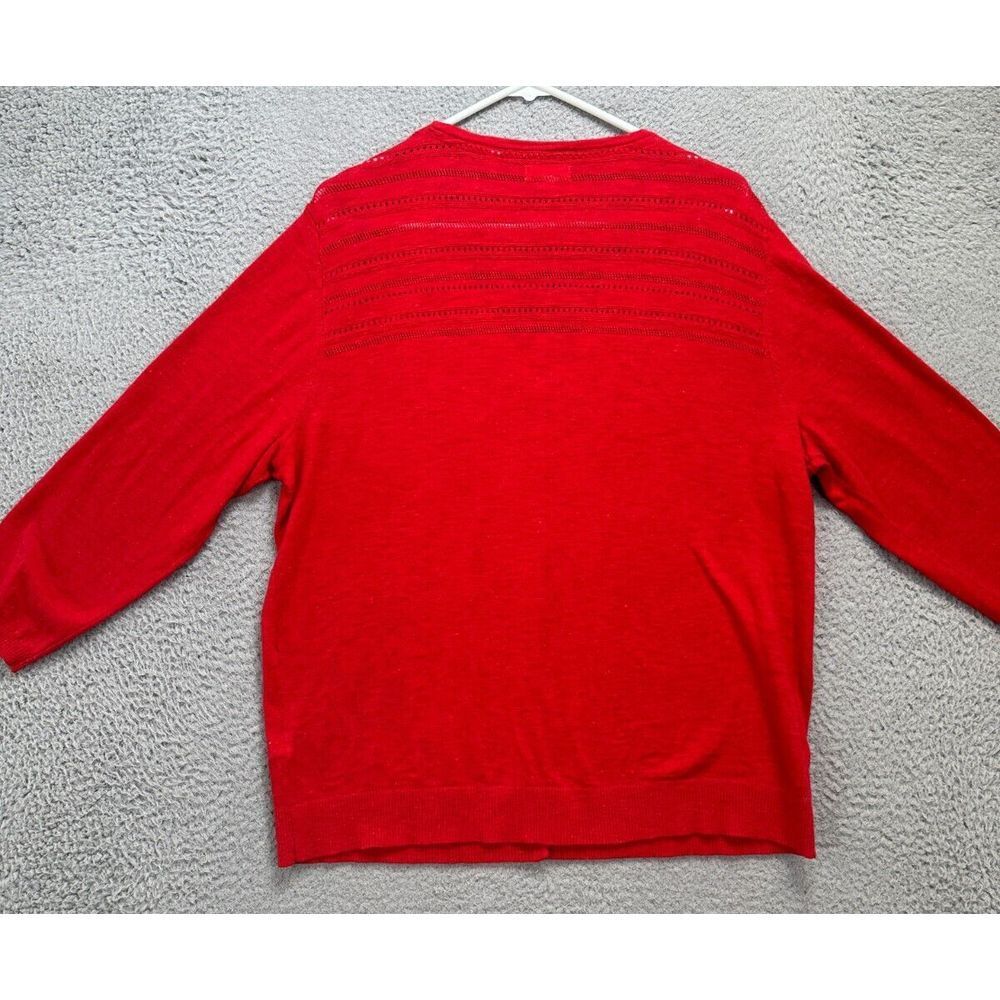 Fat Face United Kingdom Cardigan Sweater Womens 14 Red Cotton Speckled Ladies