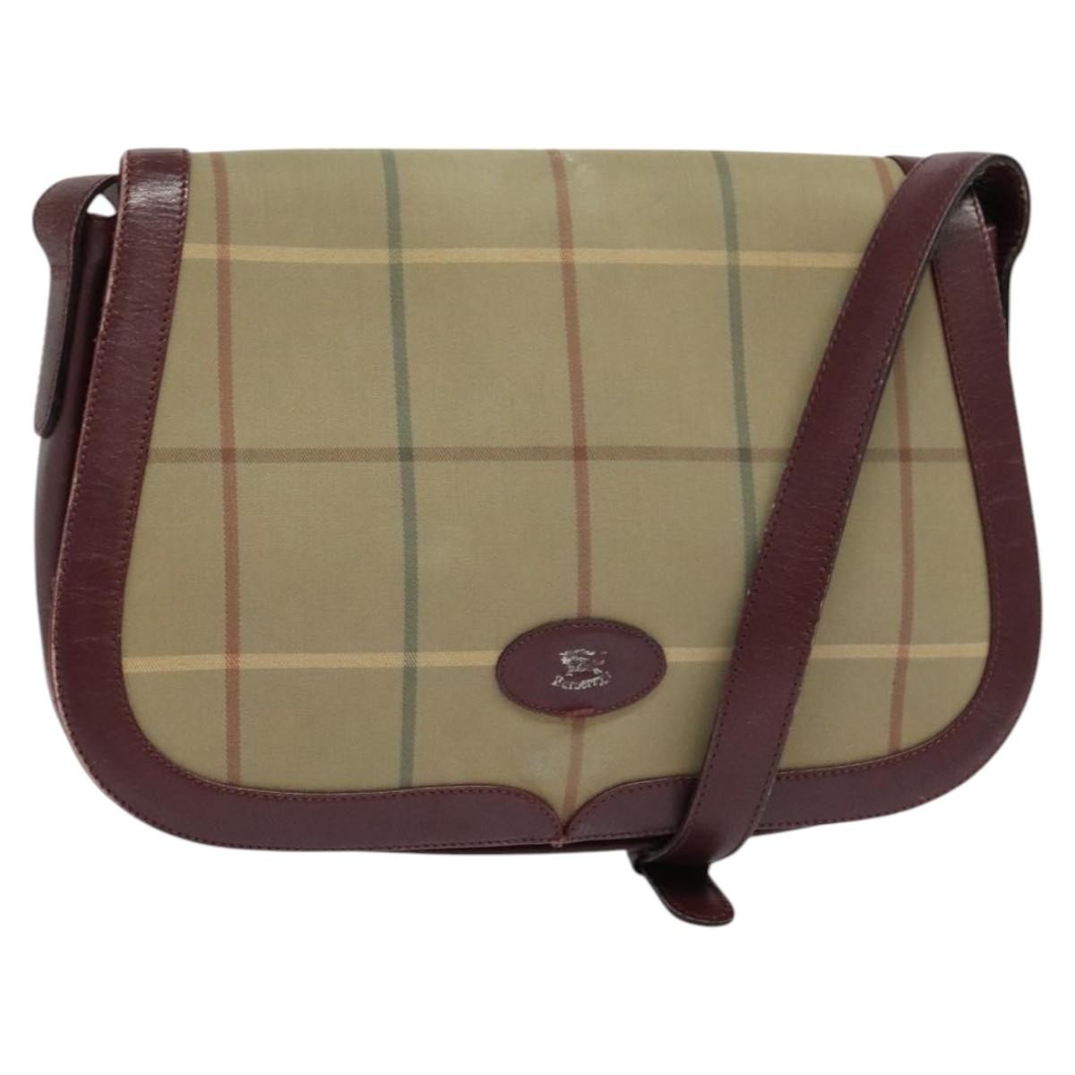 Burberrys Nova Check Shoulder Bag Canvas Beige Gold Auth th5781