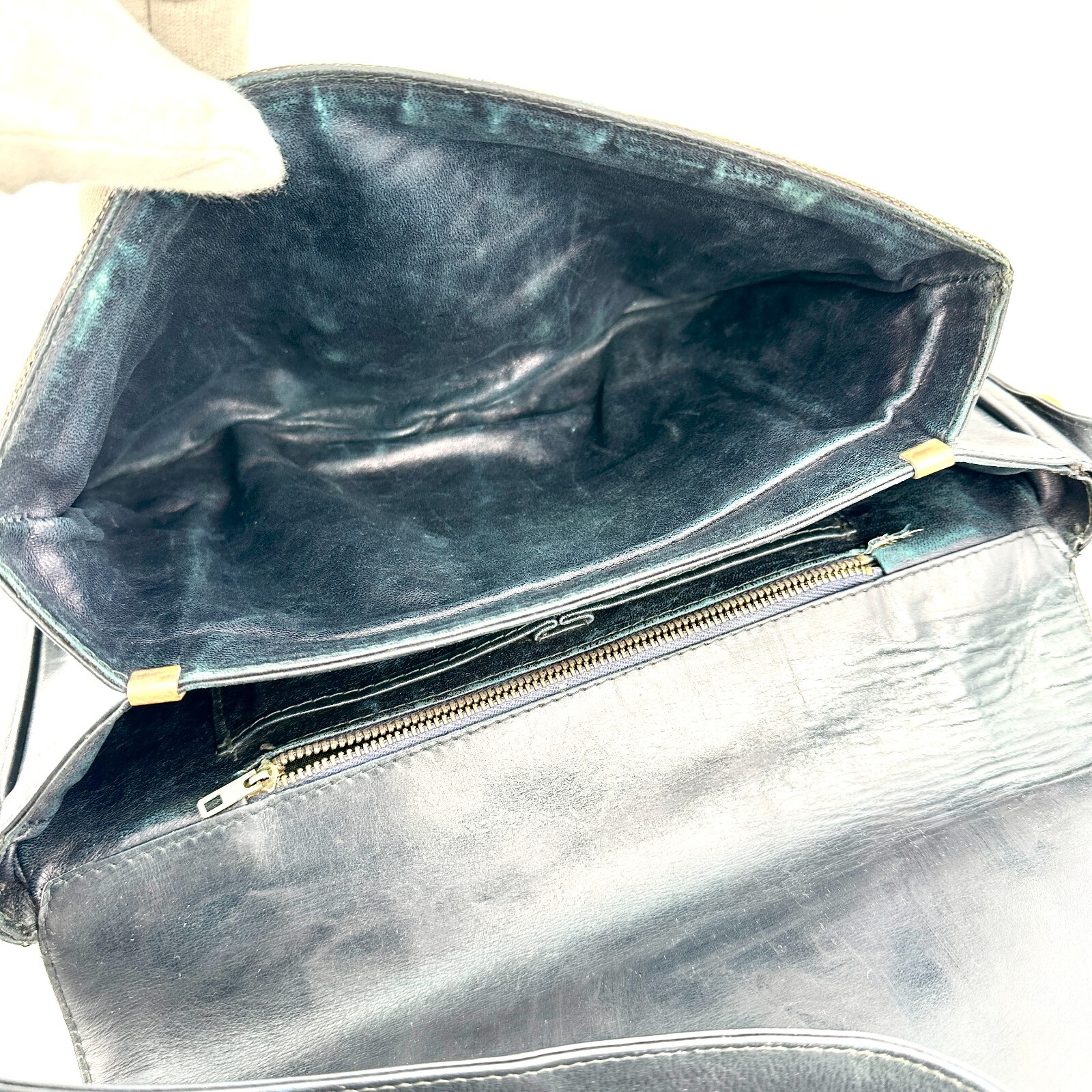 Vintage Celine Horse Carriage Macadam Shoulder Bag Navy Used Authentic [Rank B]