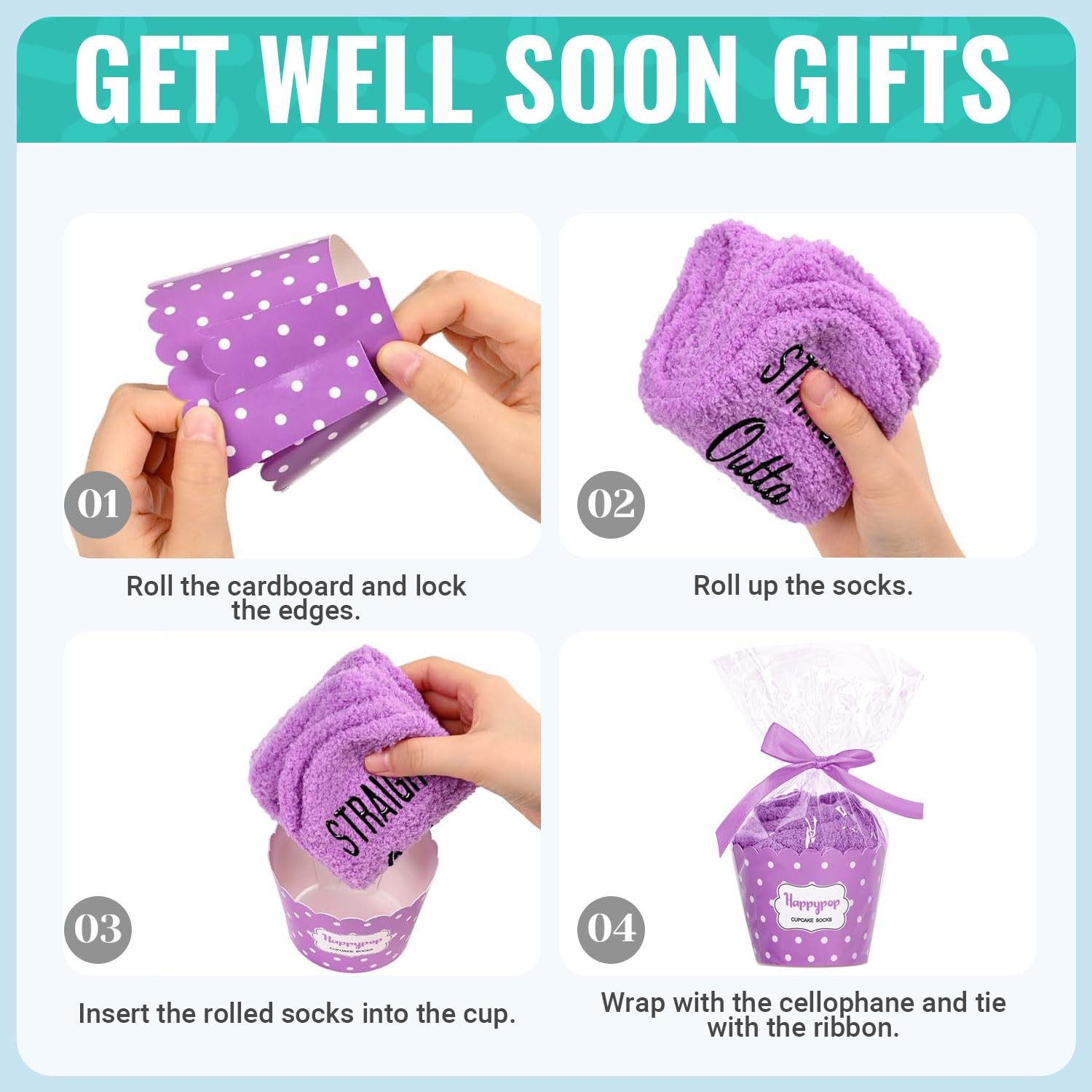 HAPPYPOP Surgery Recovery Socks – Medium, Straight Outta Purple