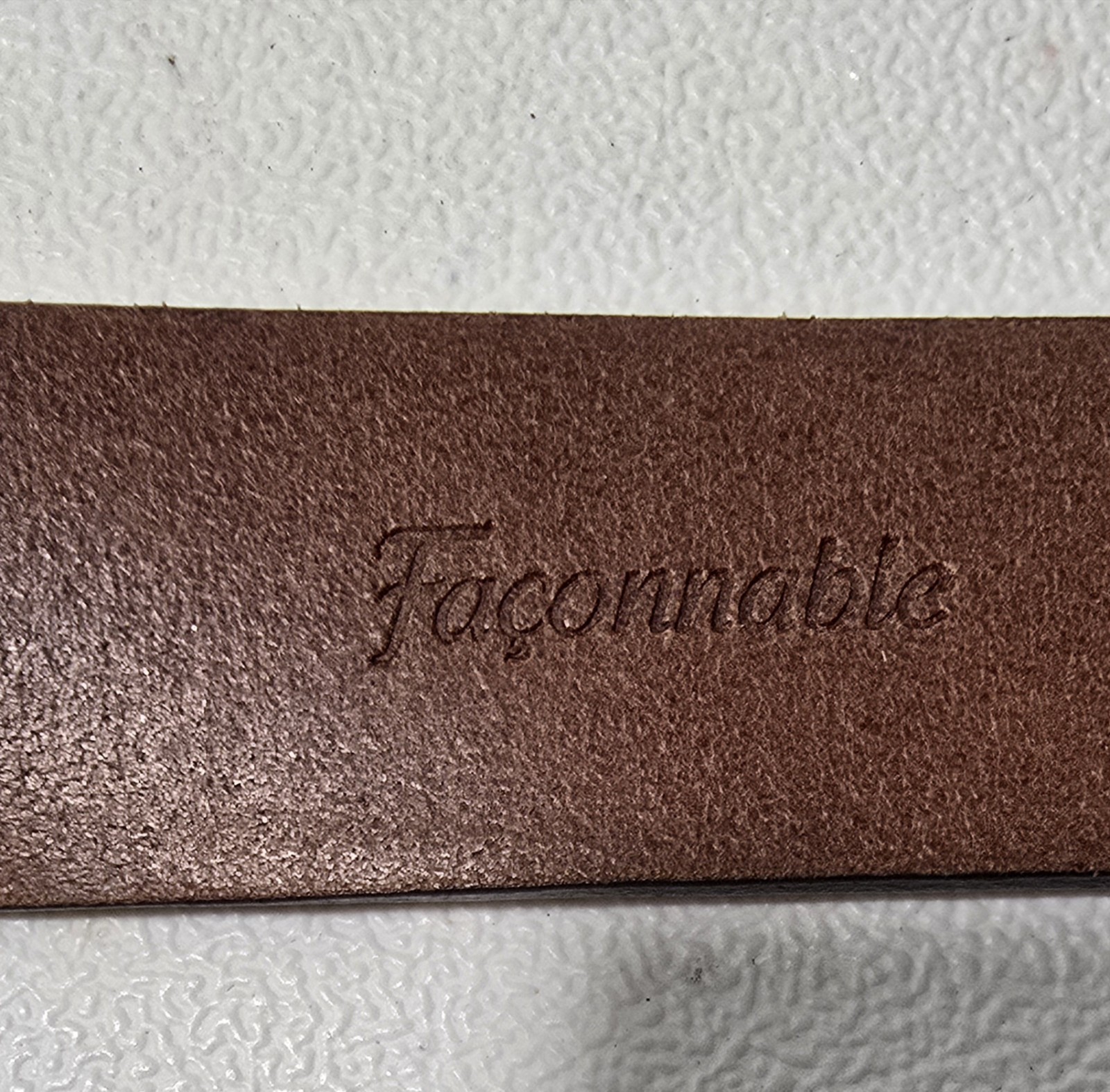 Faconnable Calf Leather Belt Brown 100cm/40 in Ant Silverplate Buckle Made Italy