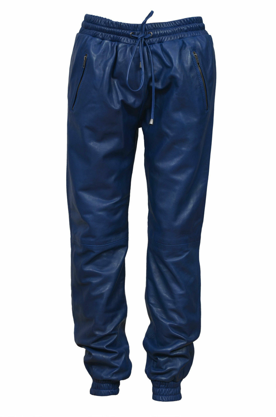 Men’s Blue Leather Pant 100% Real Lambskin Sweat Pants/Jogger Trousers Pant