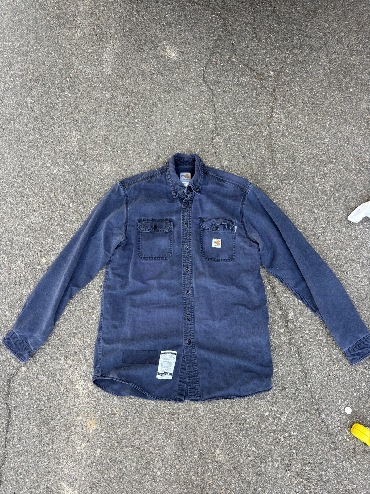 Carhartt FR Flame-Resistant Twill Work Shirt Blue Mens XL Long Sleeve FRS160