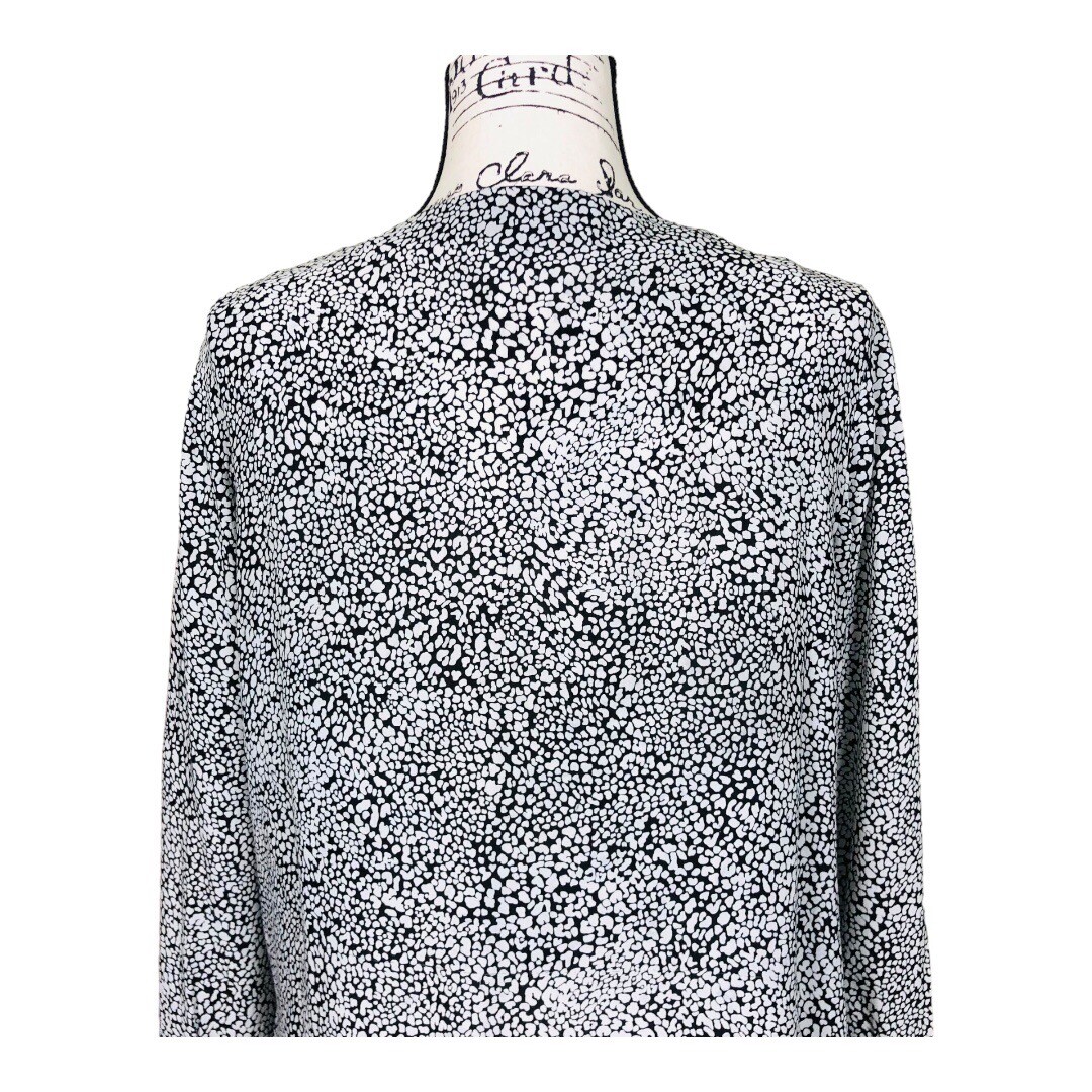 Robert Rodriguez Silk Blouse Size 6 Black White Abstract Print Long Sleeve