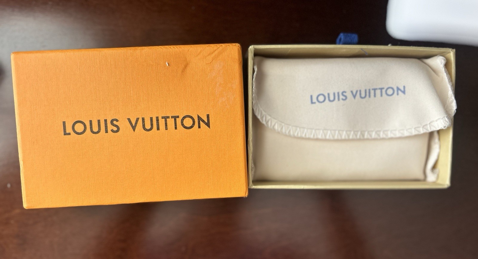 Louis Vuitton Damier Ebene Check Zip Key Pouch Chain & Clip Brown/Gold
