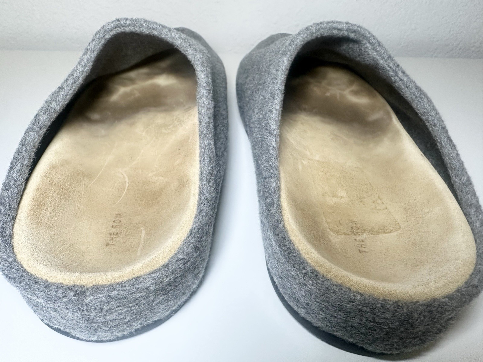 THE ROW Hugo Wool Cashmere Blend Dove Gray Slippers Clogs Shoes IT 41.5 US 11.5