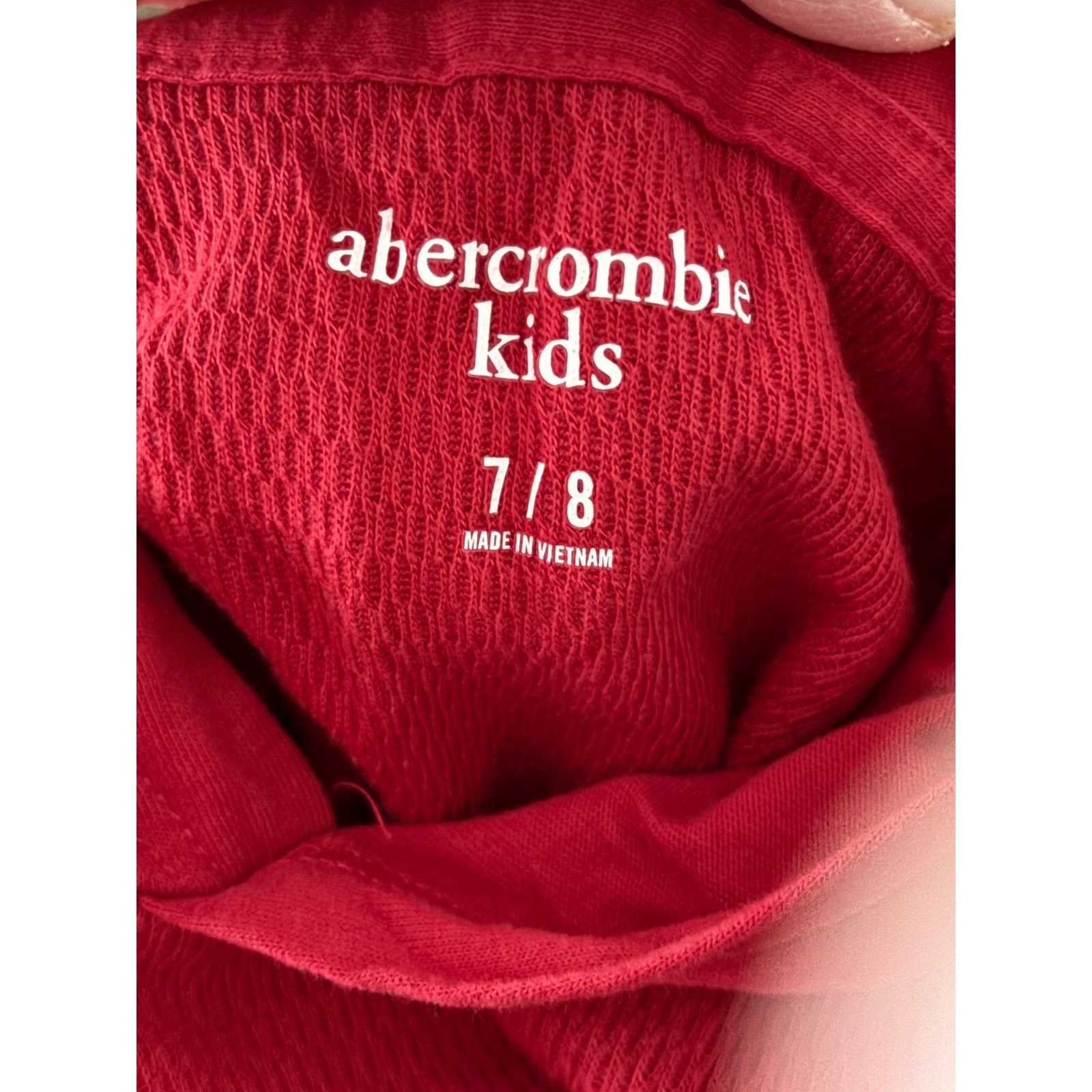 Abercrombie Kids Boys Red Textured Long Sleeve Hooded Tee Shirt Logo Size 7/8