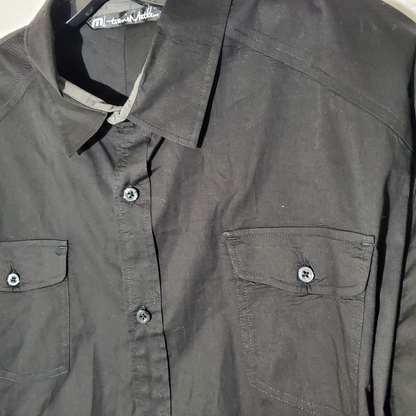 Travis Mathew Shirt Button Up Men’s XXL Pockets Long Sleeve Pockets Embroidered
