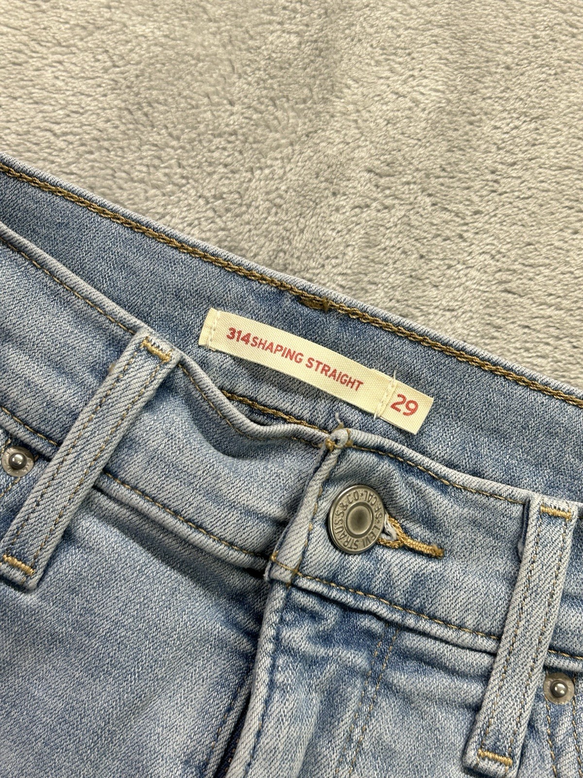 Levis 314 Shaping Straight Jeans Womens Sz 29 Blue Stretch Mid Rise Western