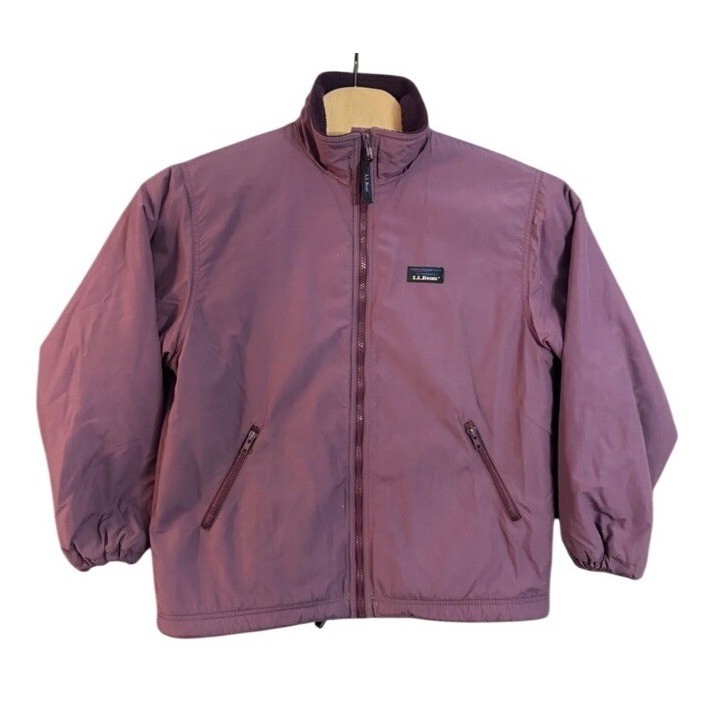LL Bean Warm-Up Jacket Womens Medium Purple Fleece Lined Thinsulate Vintage USA
