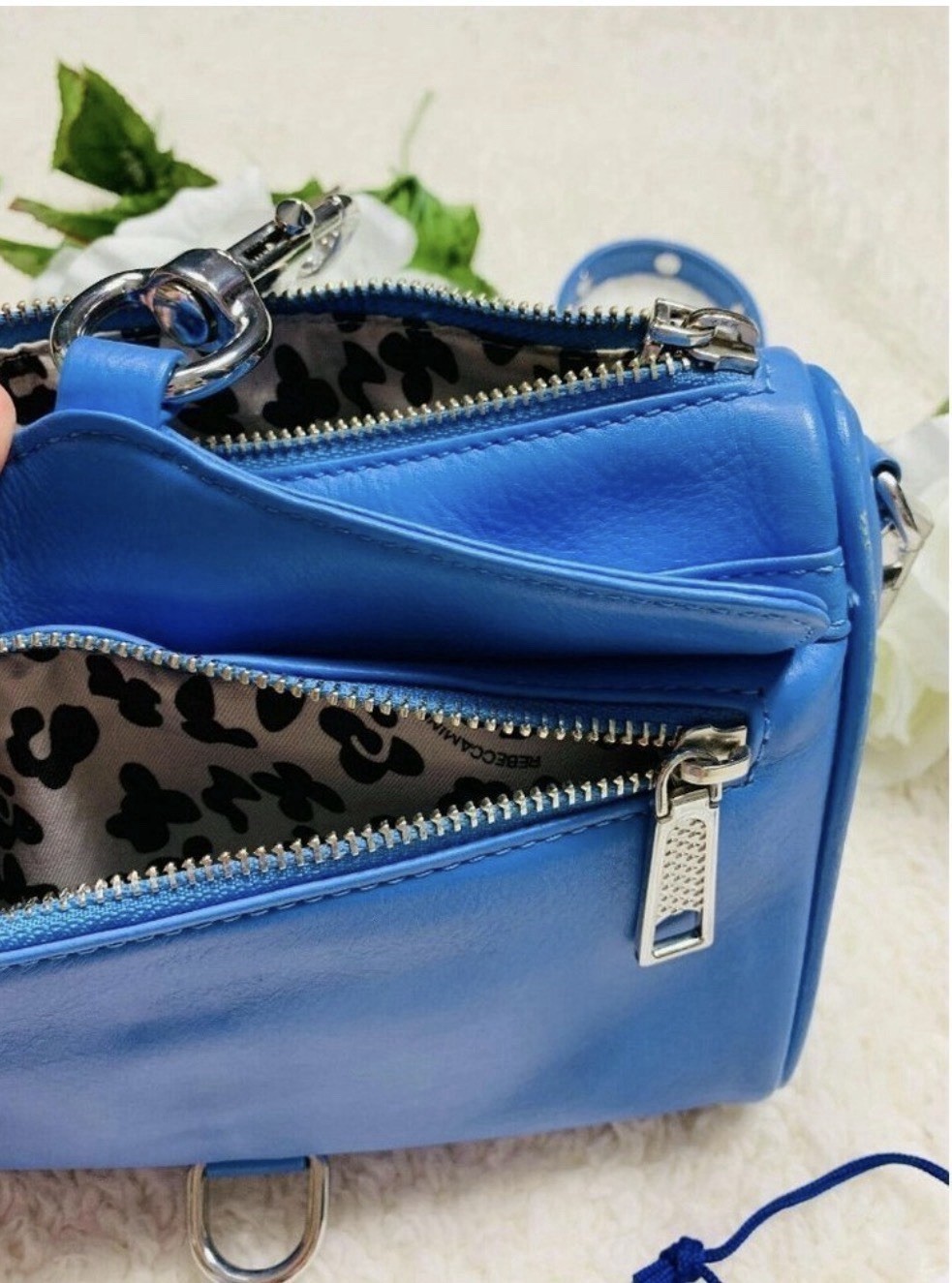 REBECCA MINKOFF MAC Blue Crossbody Chain Strap Silver Hardware with Dust Bag