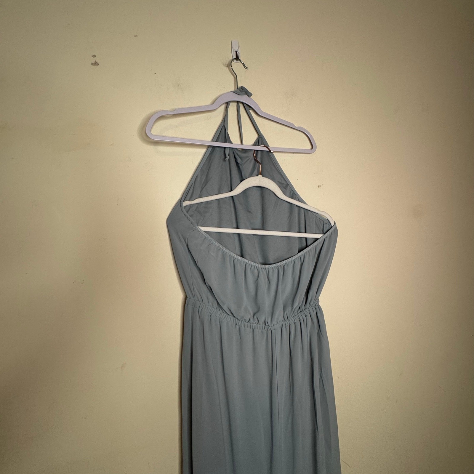 Show Me Your Mumu Heather Halter Dress Steel Blue NWT Size 2XL Maxi Slit Gown