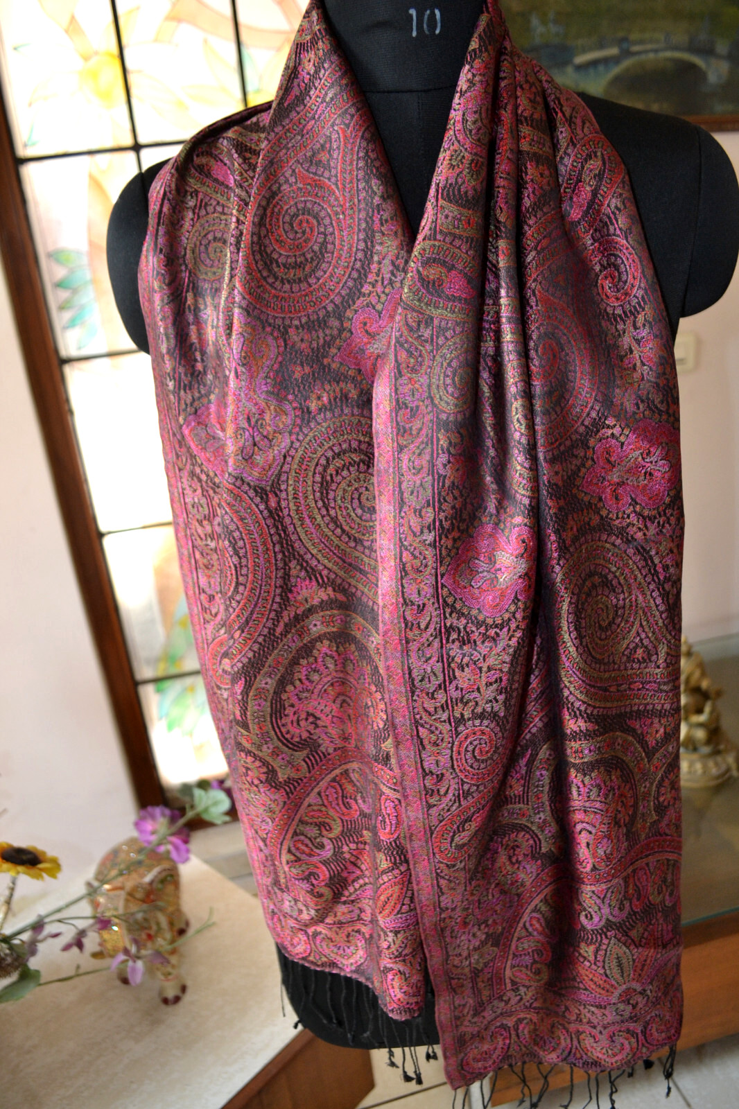 EXQUISITE IRIDESCENT SILK PASHMINA JAMAVAR SCARF JAMAVAR CHALE ~16 DESIGN STOCK