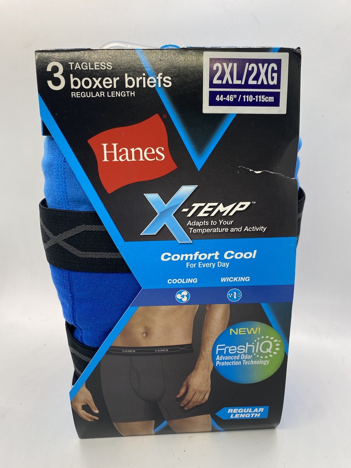 Hanes Mens Performance X-Temp Fresh IQ Odor Control Boxer Brief 3 Pack 2XL