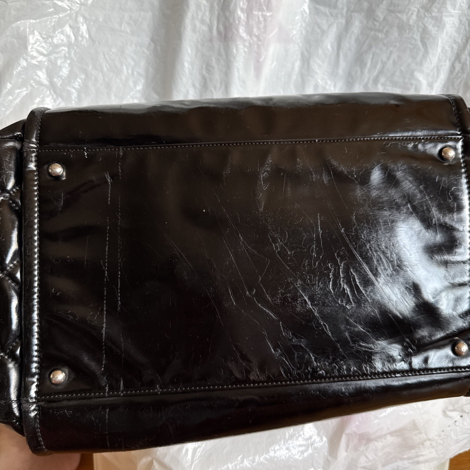 Authentic Chanel Coco Cabas Black Patent leather tote Bag