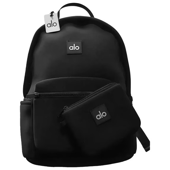 Original Alo Yoga Stow Backpack Black Neoprene with Detachable Pouch Unisex New
