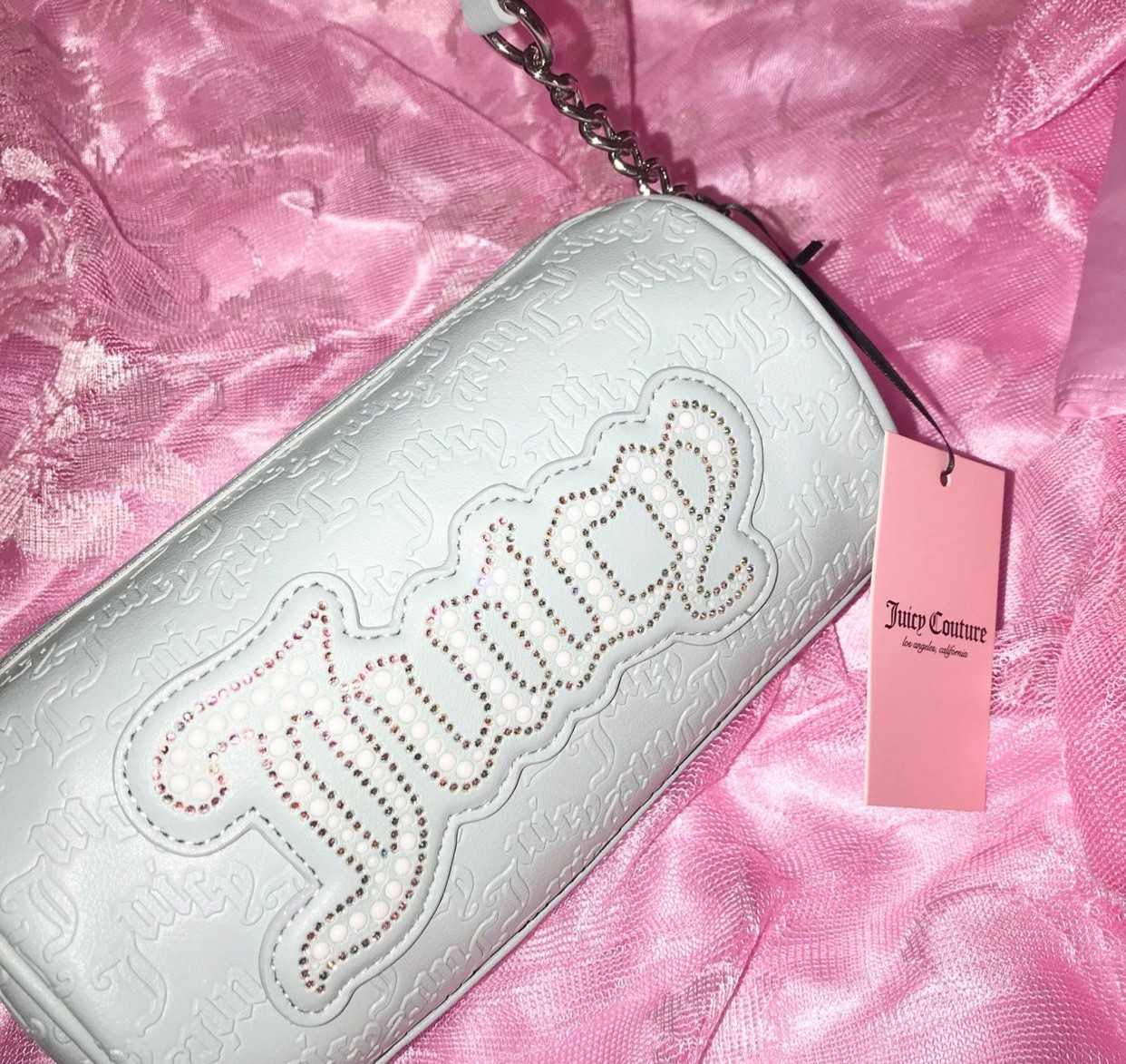 Juicy Couture 2pc Pearl Mint/ Purple Shoulder Roll Bag