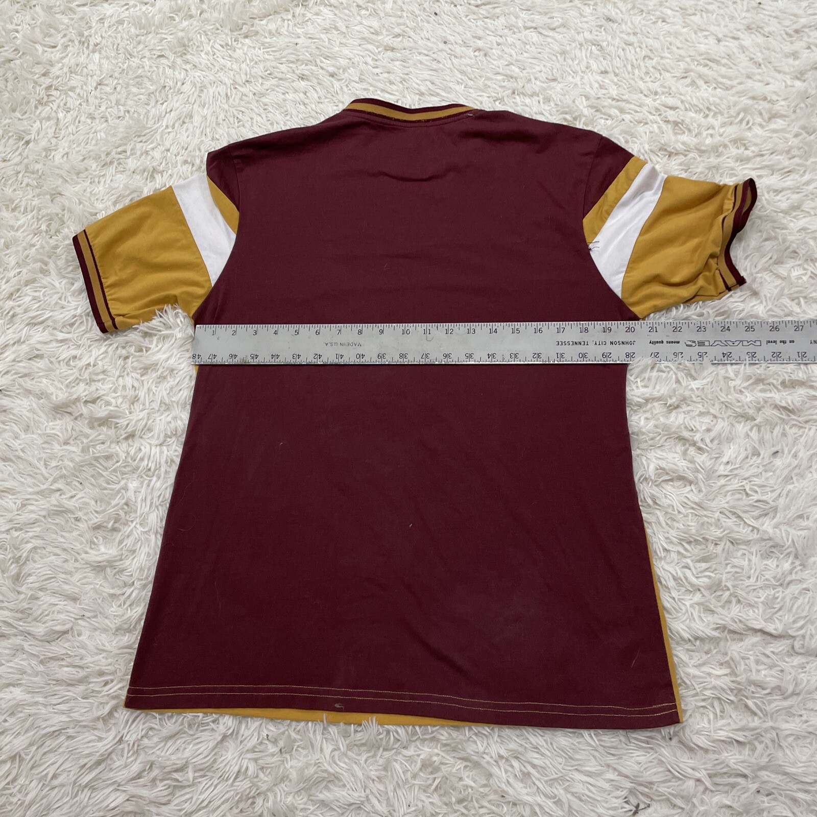 Brooklyn Laundry Retro 70s MCM Shirt Men M T Shirt Maroon Gold Cut & Sew Tee