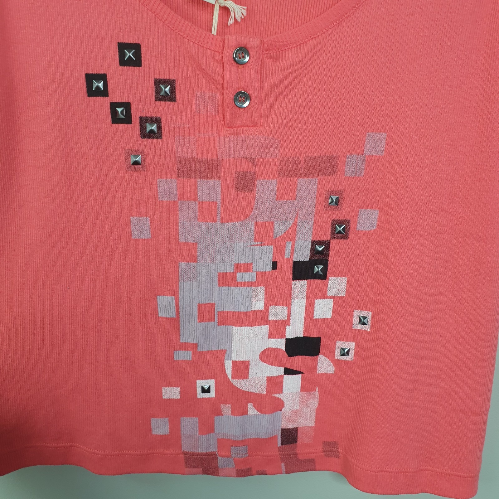 Diesel Tank Womens XL Pink Studded Logo Spellout Pixellated Cami Casual Summer
