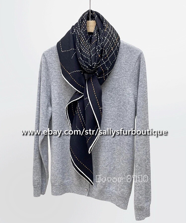 80% Cashmere & 20% Silk Wrap Scarf House Stripes Print Square Shawl 53″