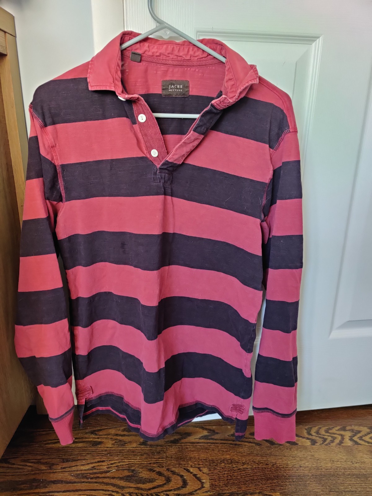 Jachs rugby striped shirt M crimson and black stripes