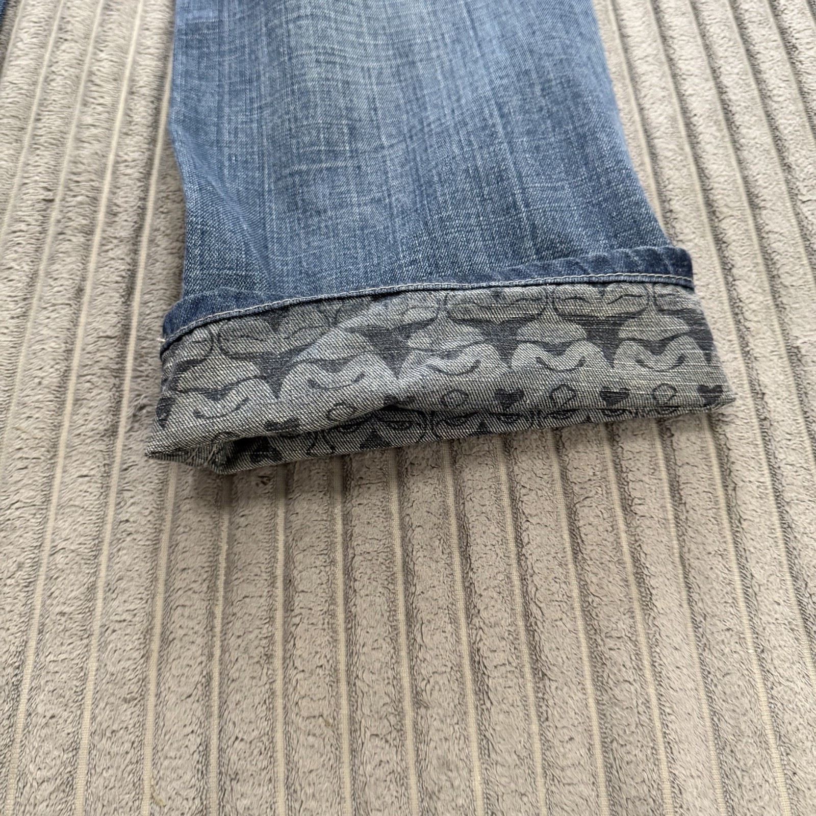 Tokyo Five The Way Jeans Mens 38×32 Blue Denim Whiskered Cotton Button Fly Pants