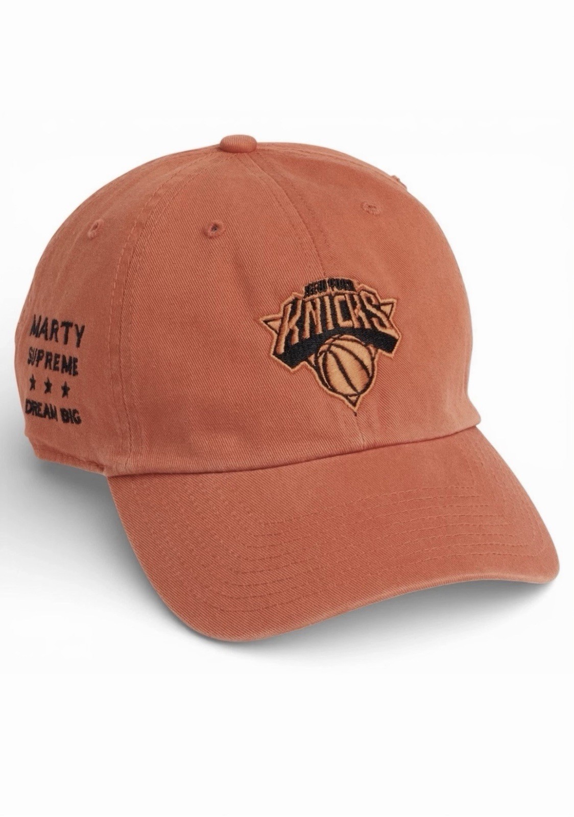 Marty Supreme A24 x ‘47 New York Knicks Embroidered Orange Hat In Hand DREAM BIG
