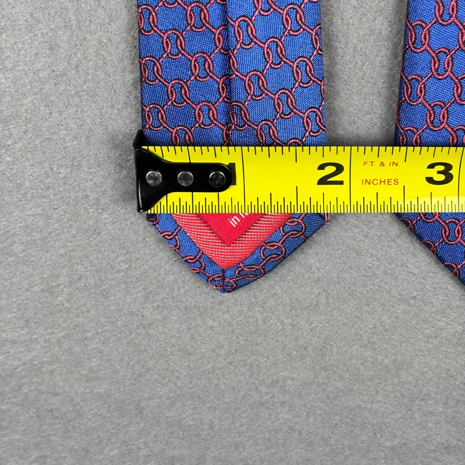Altea Blue Red Chain Link Geometric Silk Tie Made Italy Woven Designer 3.25″