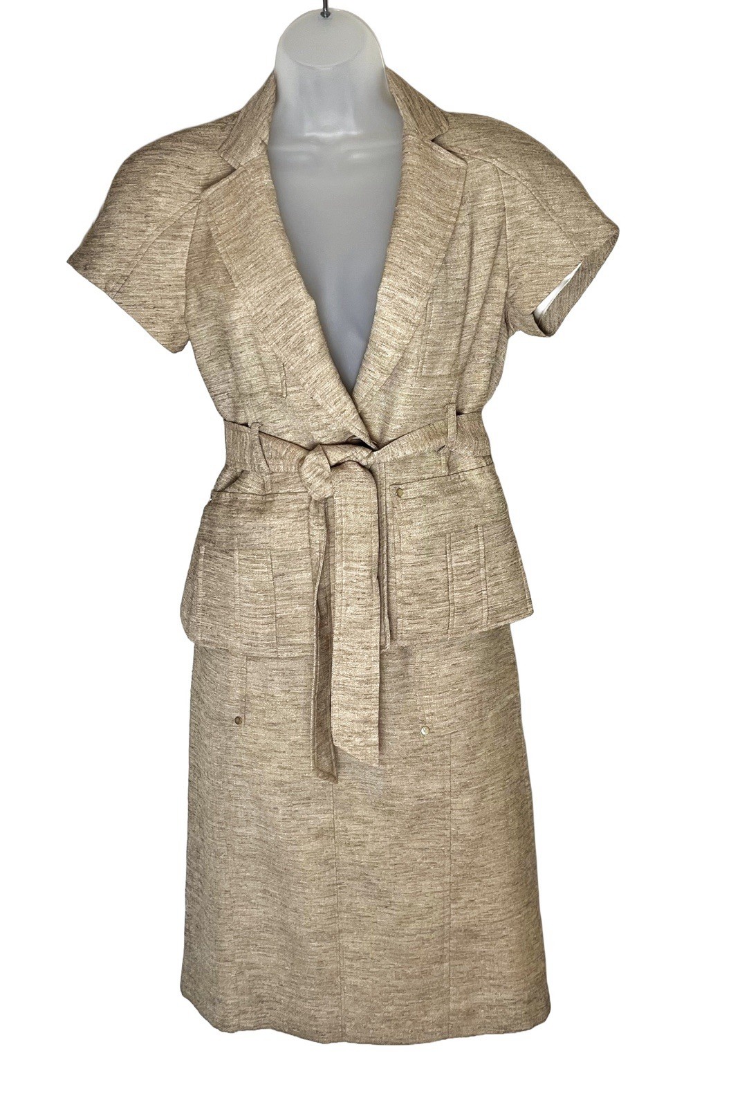 Anne Klein Women’s Rayon Poly Tweed 2 PC Skirt Suit Tan Size 2