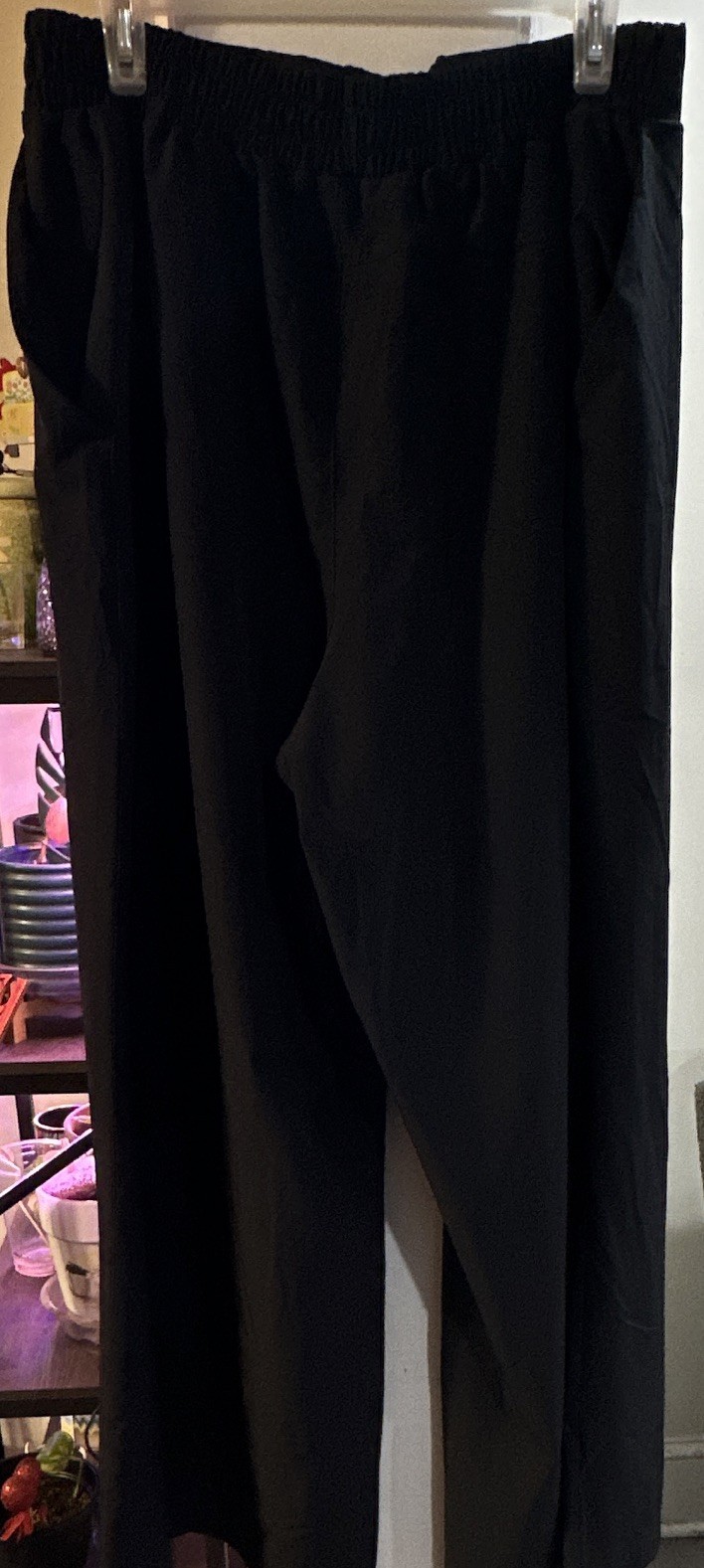 Women’s Black Plus Size 3X Solid Pull-On Pants Elastic Waist Pockets FB6059