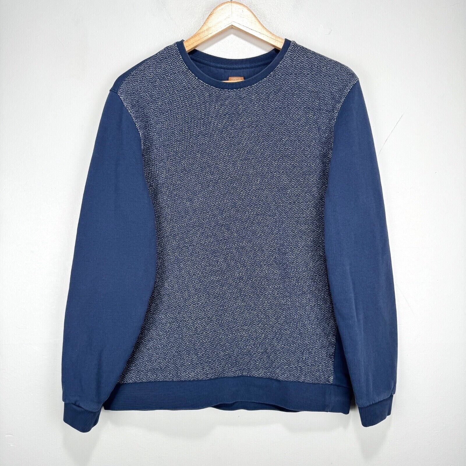 Common People Sweatshirt Sweater Jumper Men Medium Navy Blue 100% Cotton Crew
