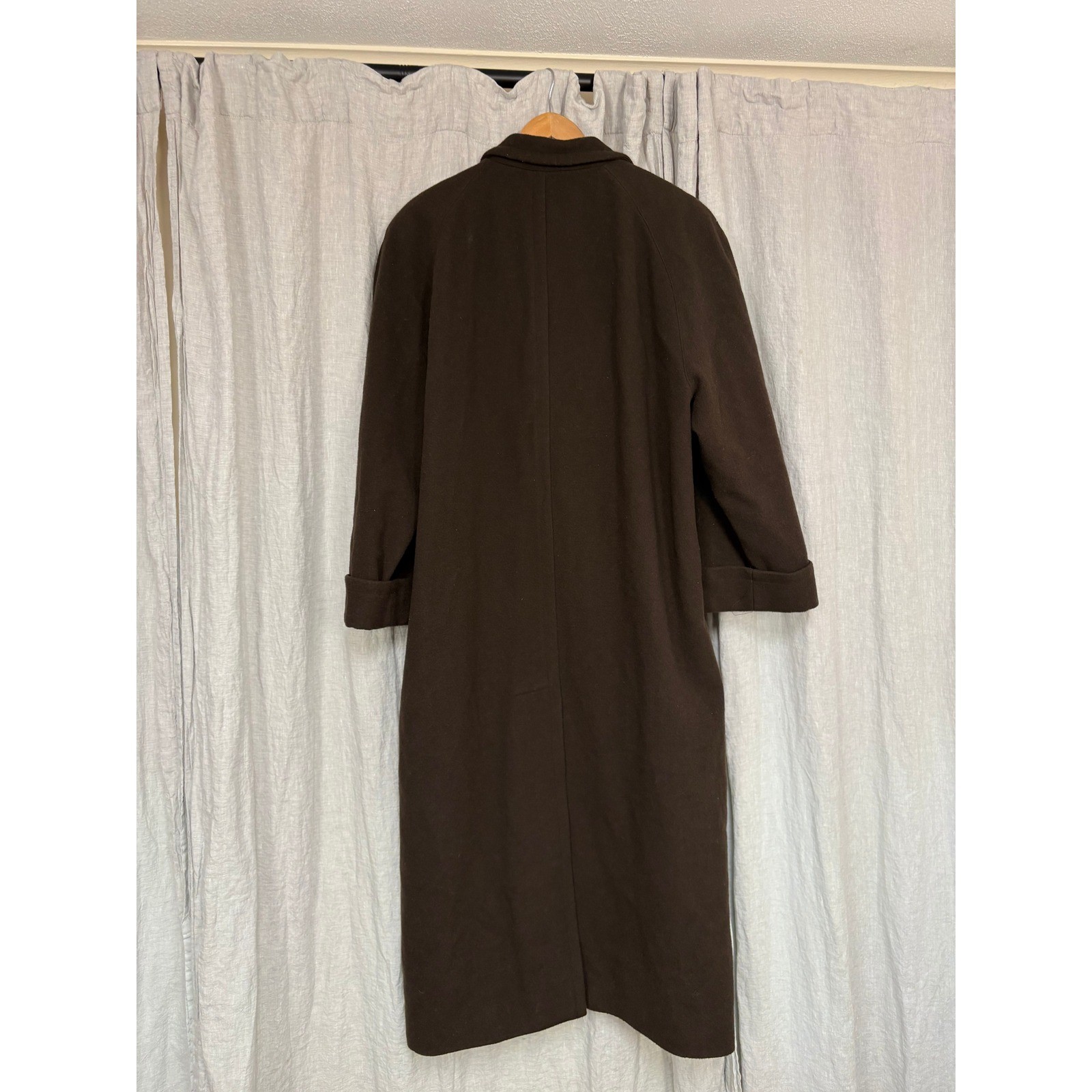 Benard Holtzman Harve Benard Brown 100% Wool Double Breasted Long Coat Mens 16