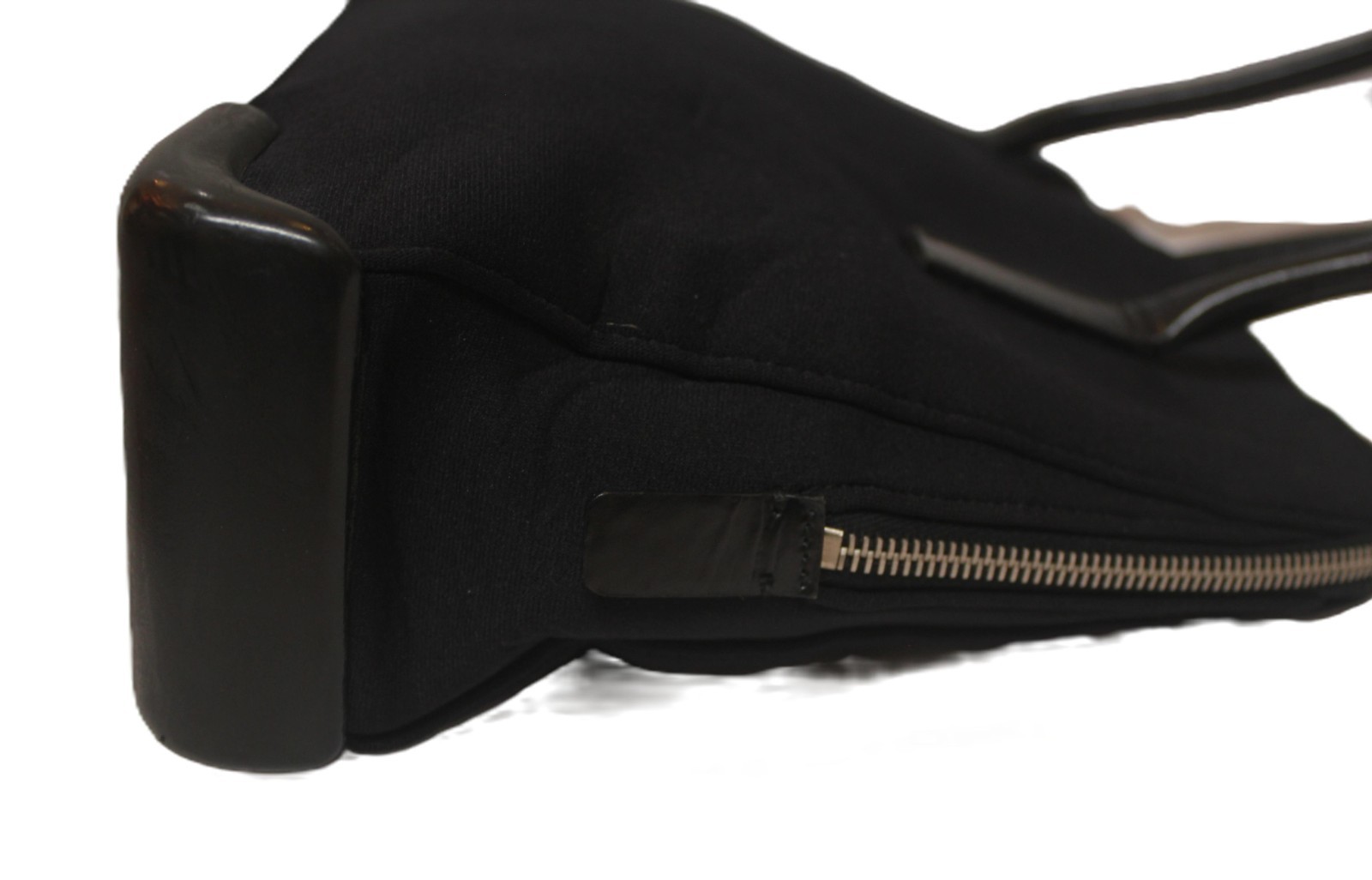 PRADA Milano Black Neoprene Hand Bag Shoulder Tote Bag Padlock System Italy