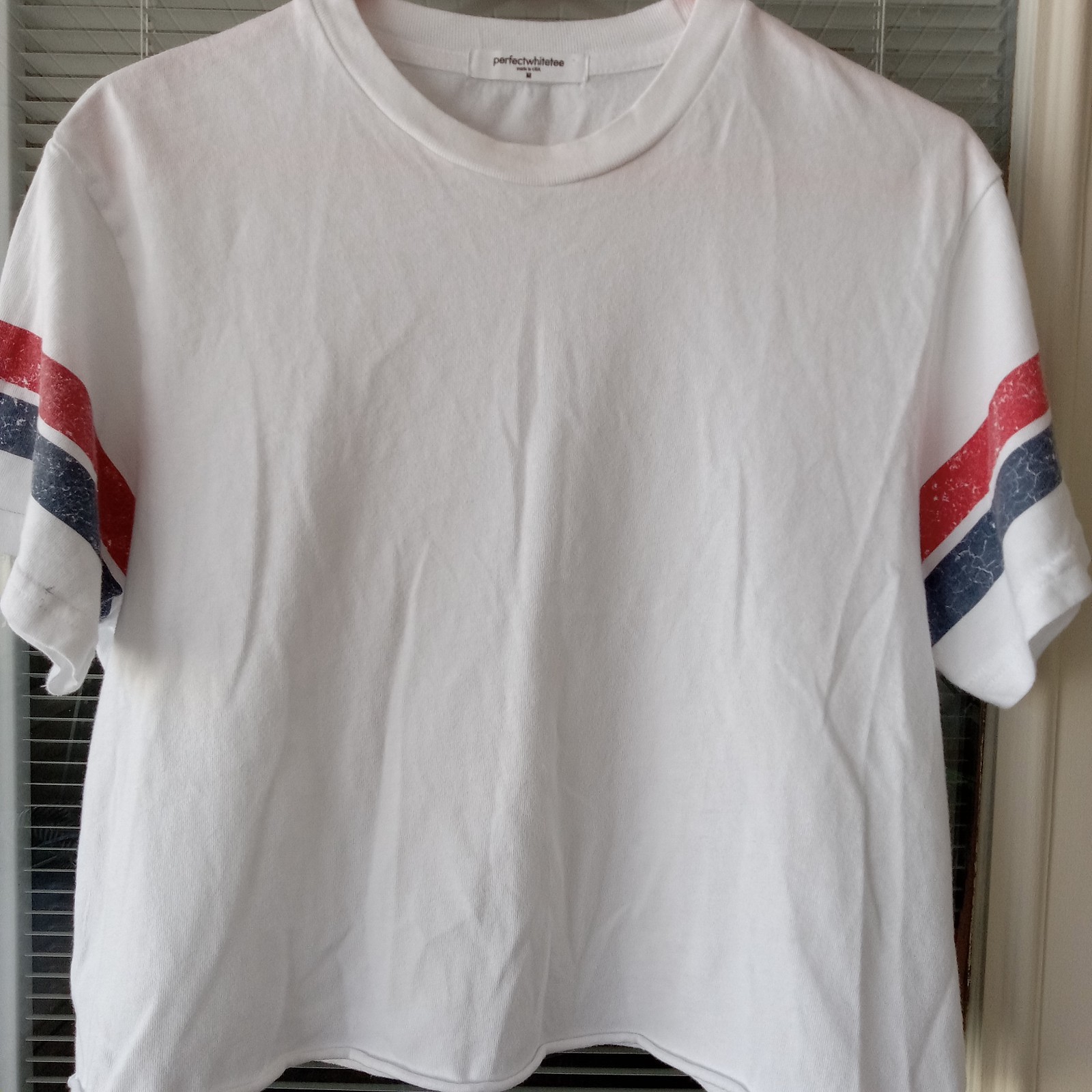 perfectwhitetee Womens Medium Lexy Athletic Stripe T/Tee Shirt Flaw