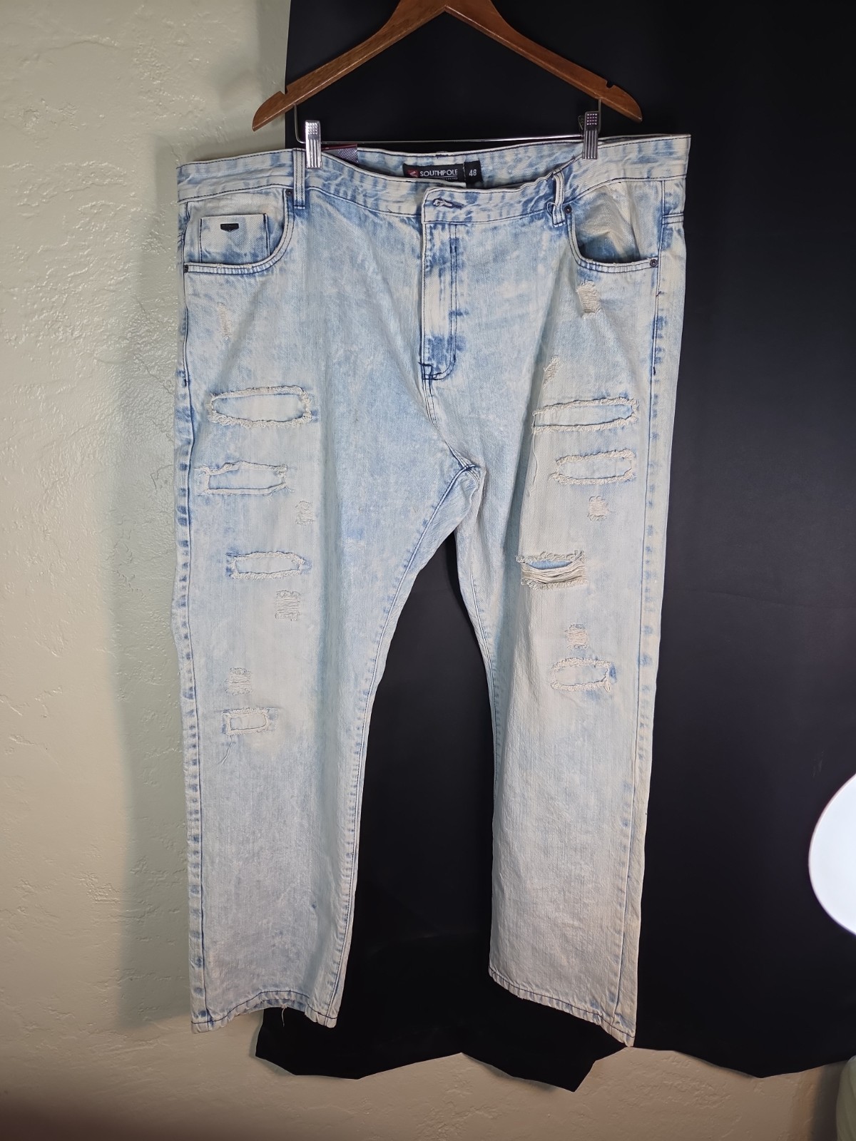 Southpole Mens Jeans 48 to 50″x 32″ 100% Cotton Acid Wash Denim Retro Distressed