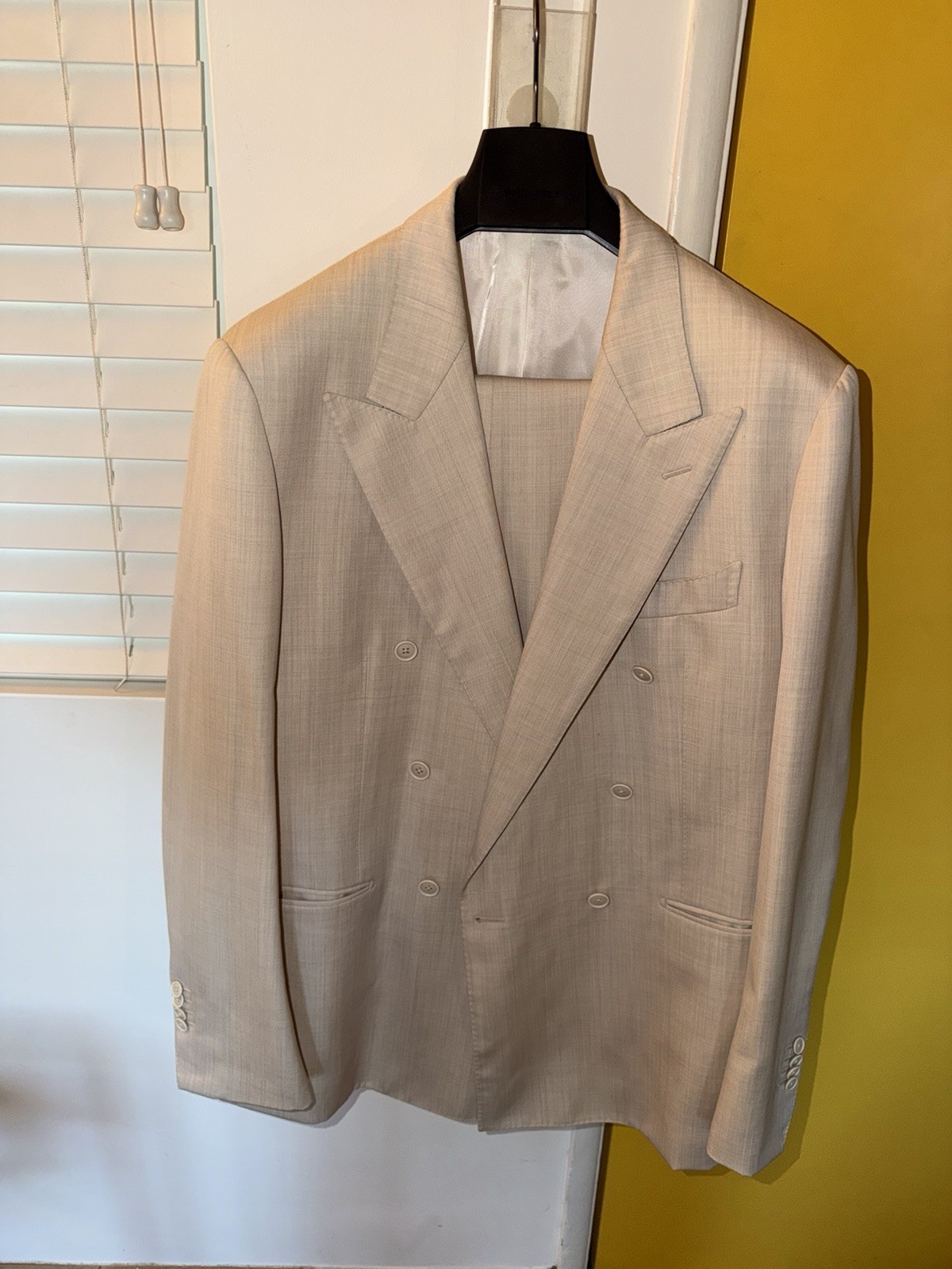 Suitsupply Beige/Sand Pure Wool TDouble-Breasted 2-Piece Suit Size 54EU/44US