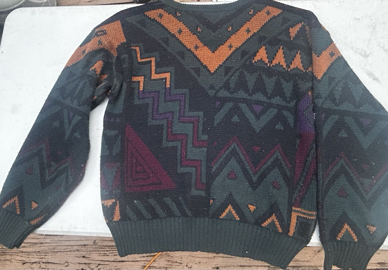 Sergio vintage 90s acrylic sweater with geometric pattern Size M. Stain As shown
