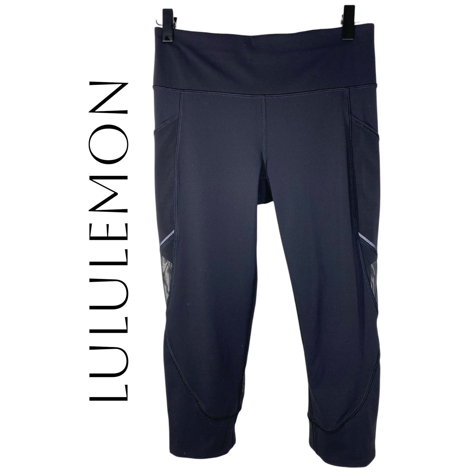 Lululemon Day Runner Mesh Panel Cropped Leggings Black 6