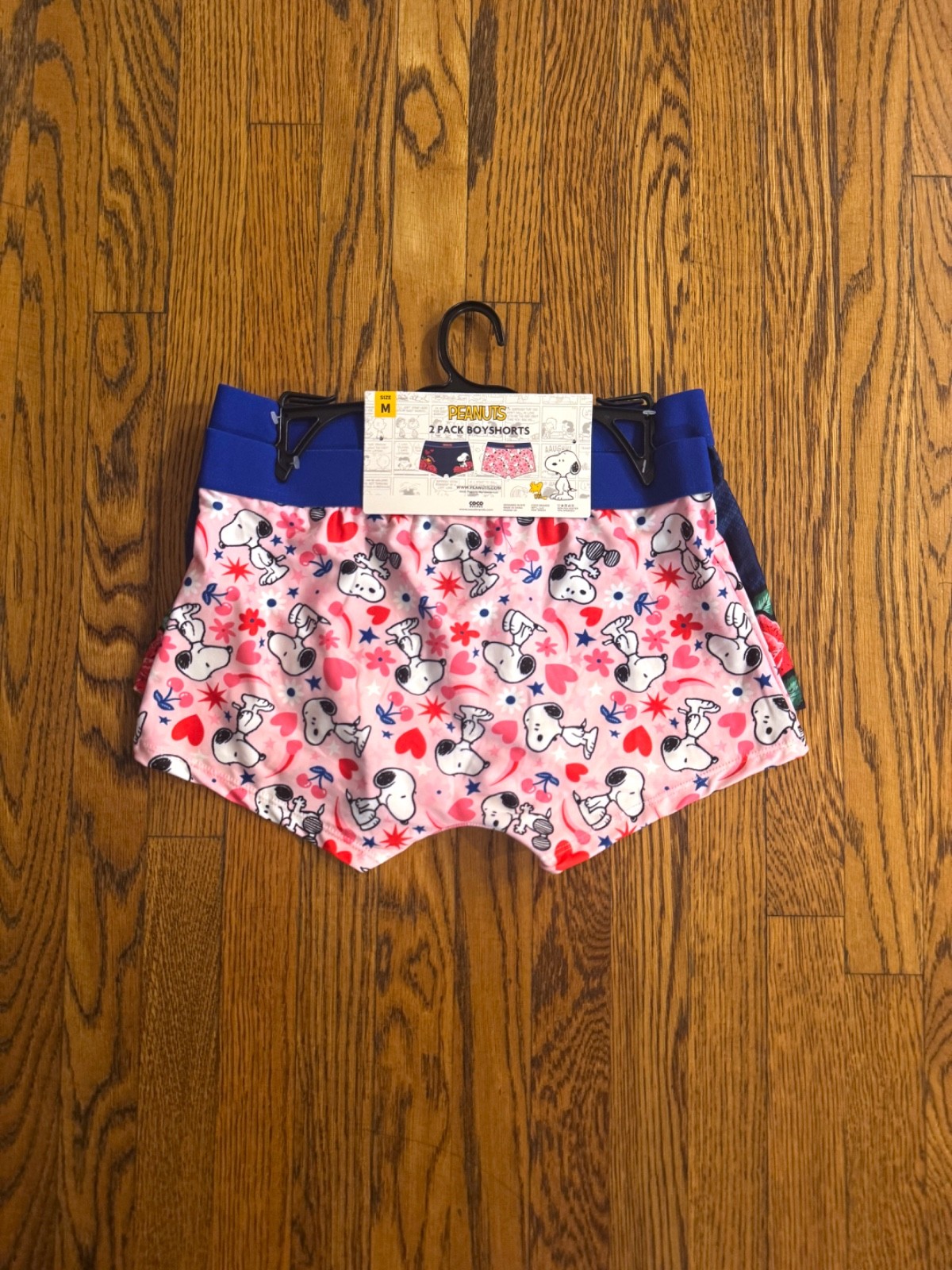 Peanuts Snoopy Womens 2 Pack Boyshorts Underwear Hearts Chillin’ Sizes S M L XL